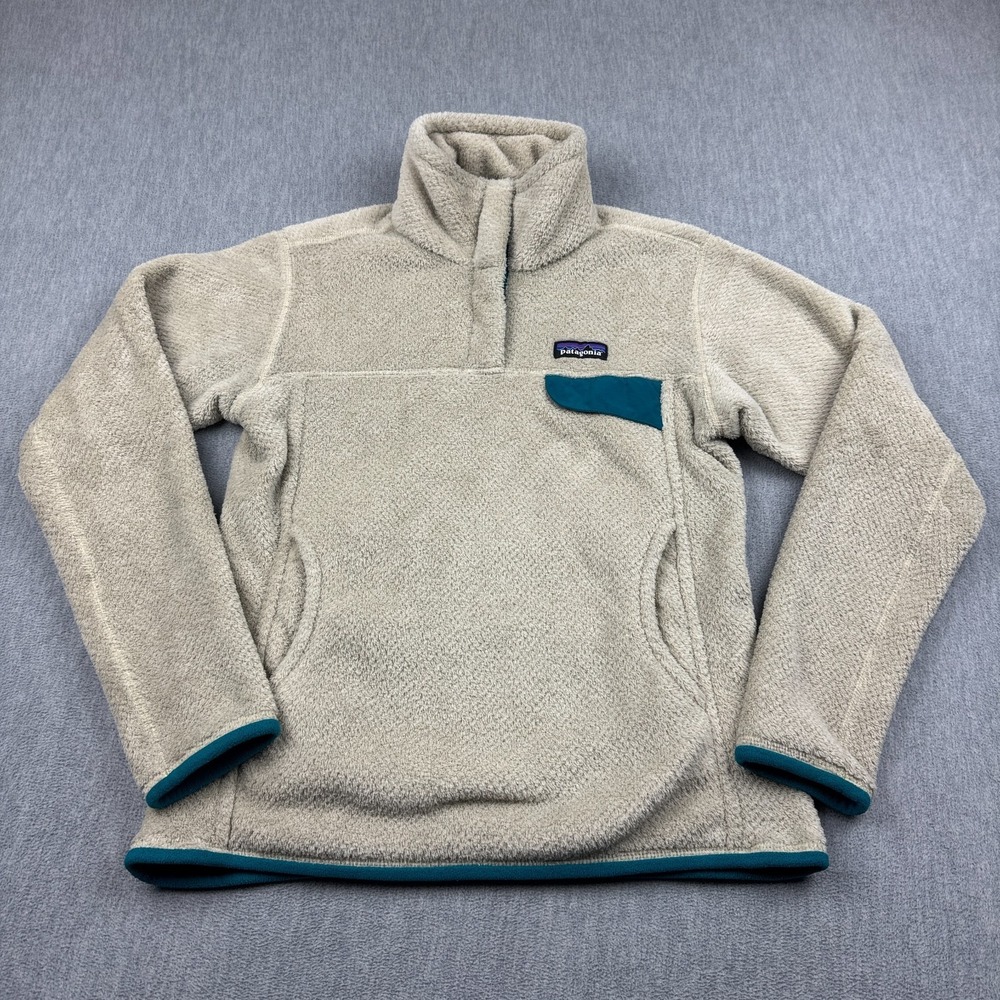 Patagonia Sweater Womens Small Beige Re-Tool Snap-T Pullover Fleece Soft 25442